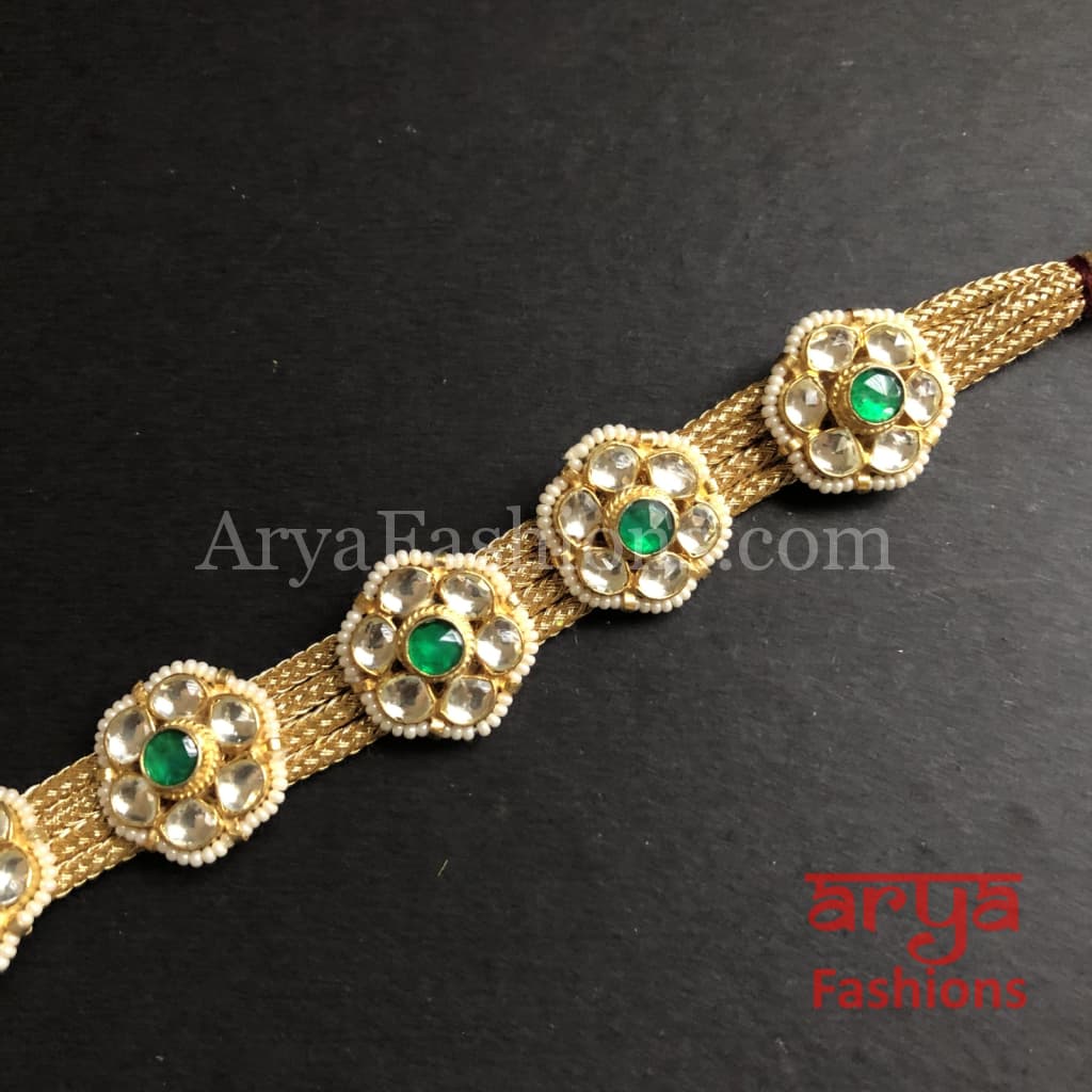 Golden Kundan Bracelet/Bridal Indian Bracelet/Jadau Polki Bracelet Bangle