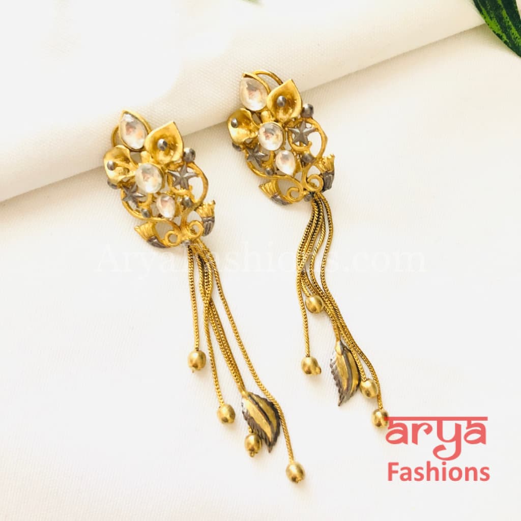 Golden Kundan Earrings/Pearl Jhumka