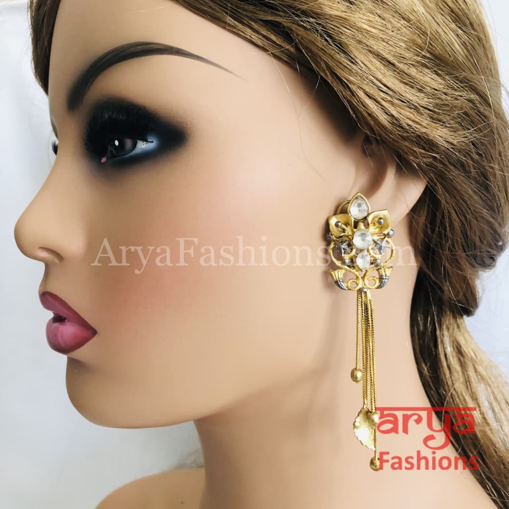 Golden Kundan Earrings/Pearl Jhumka