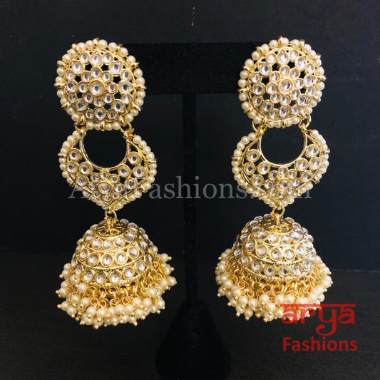 Golden Kundan Jhumka/ Jadau Polki Earrings