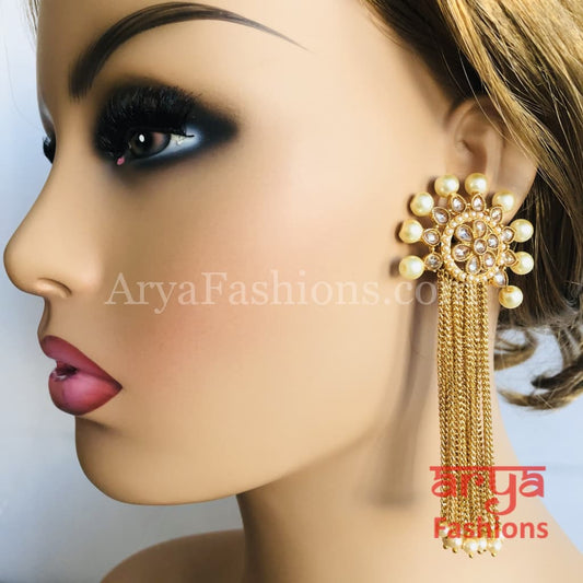 Golden Meenakari Long Jhumka Earrings