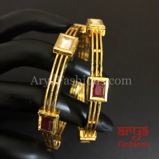 Golden Ruby Emerald Kundan Everyday Bangles