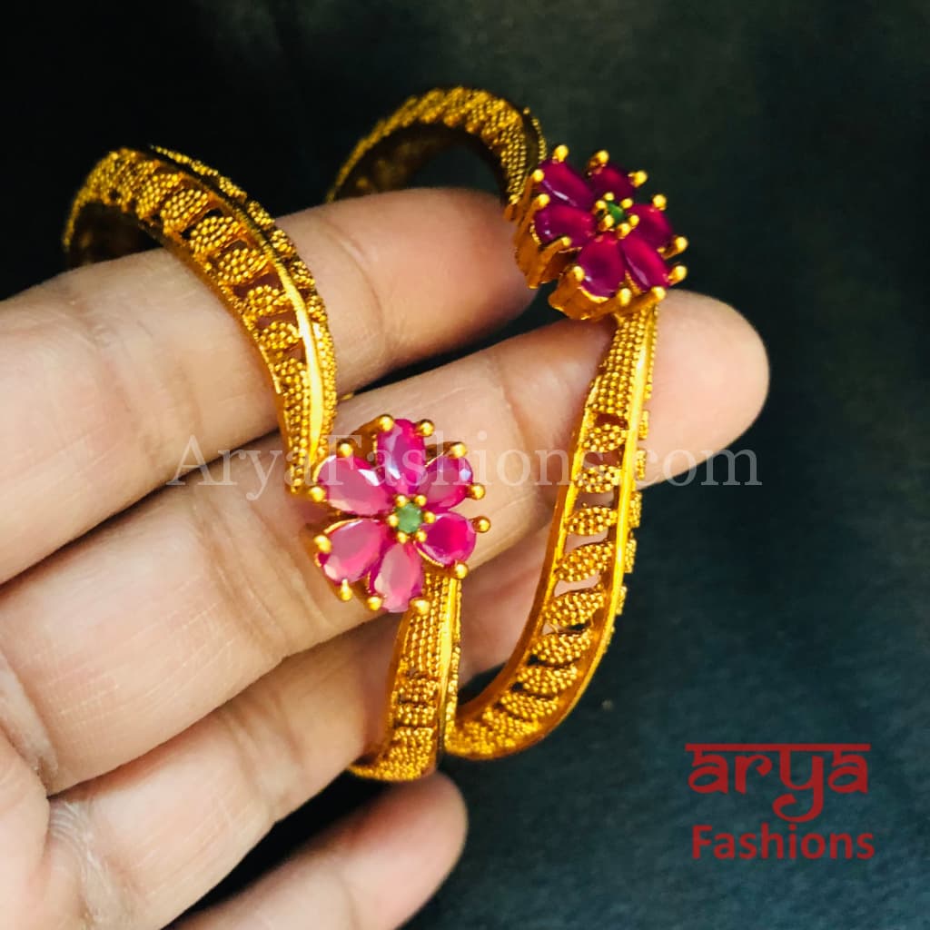 Golden Ruby Handcrafted Kada Bangles