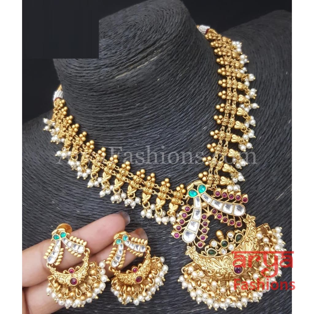 Golden Temple Jewelry Necklace/Antique Kundan Meenakari Necklace