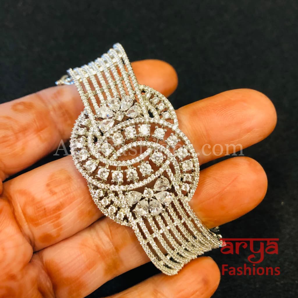 Gorgeous Silver CZ Bracelet/ Indian Cubic Zirconia Bracelet