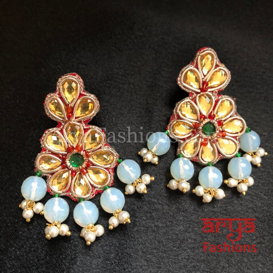 Gota Patti Chandbali/ Ethnic Kundan Chandbali Earrings/ Handmade Earrings