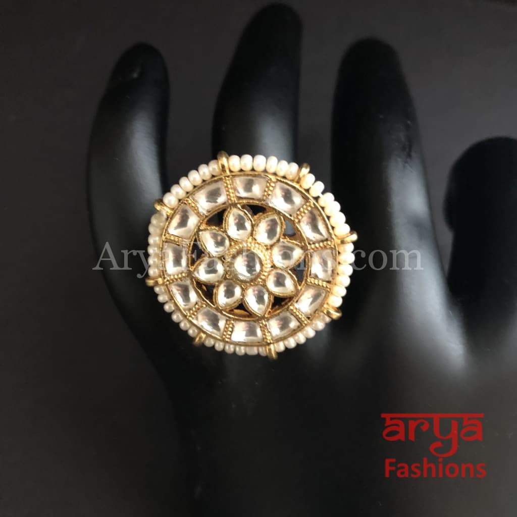 Indian Bridal Kundan Jadau Ring/ Rajwadi Statement Ring