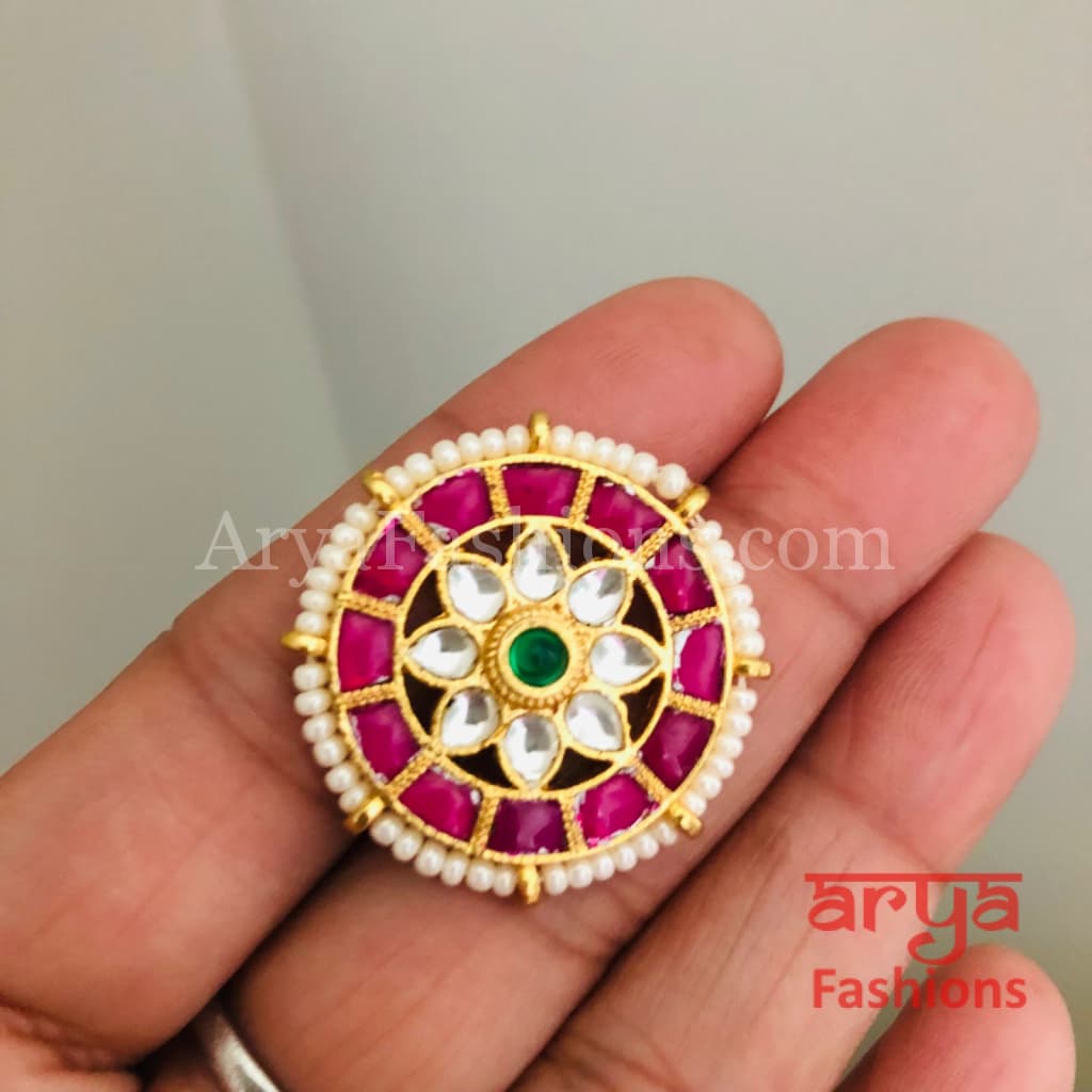 Indian Bridal Kundan Jadau Ring/ Rajwadi Statement Ring
