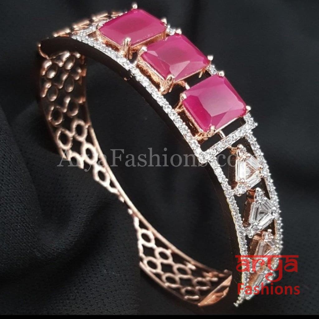 Iva Rose Gold Ruby Pink Cubic Zirconia Bracelet