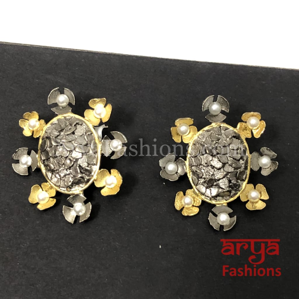 Ivanka Fusion Chipped Stud Earrings/Fusion Indo Western Earrings