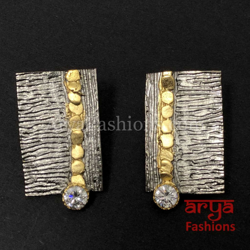 Ivanka Golden Fusion Earrings/Gold Plated Geometric Chipped style Earrings