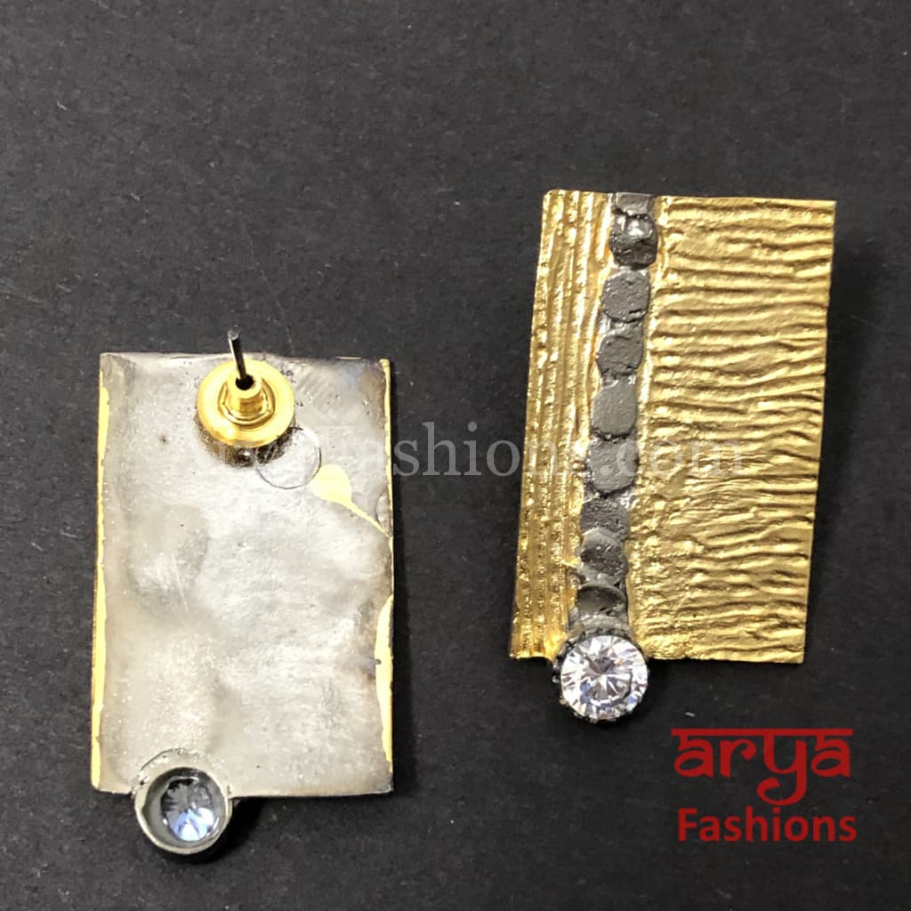 Ivanka Golden Fusion Earrings/Gold Plated Geometric Chipped style Earrings