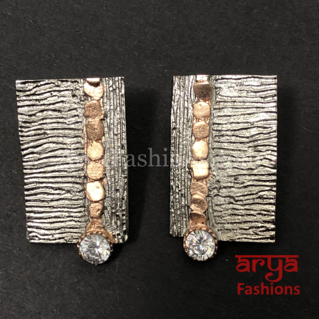 Ivanka Golden Fusion Earrings/Gold Plated Geometric Chipped style Earrings