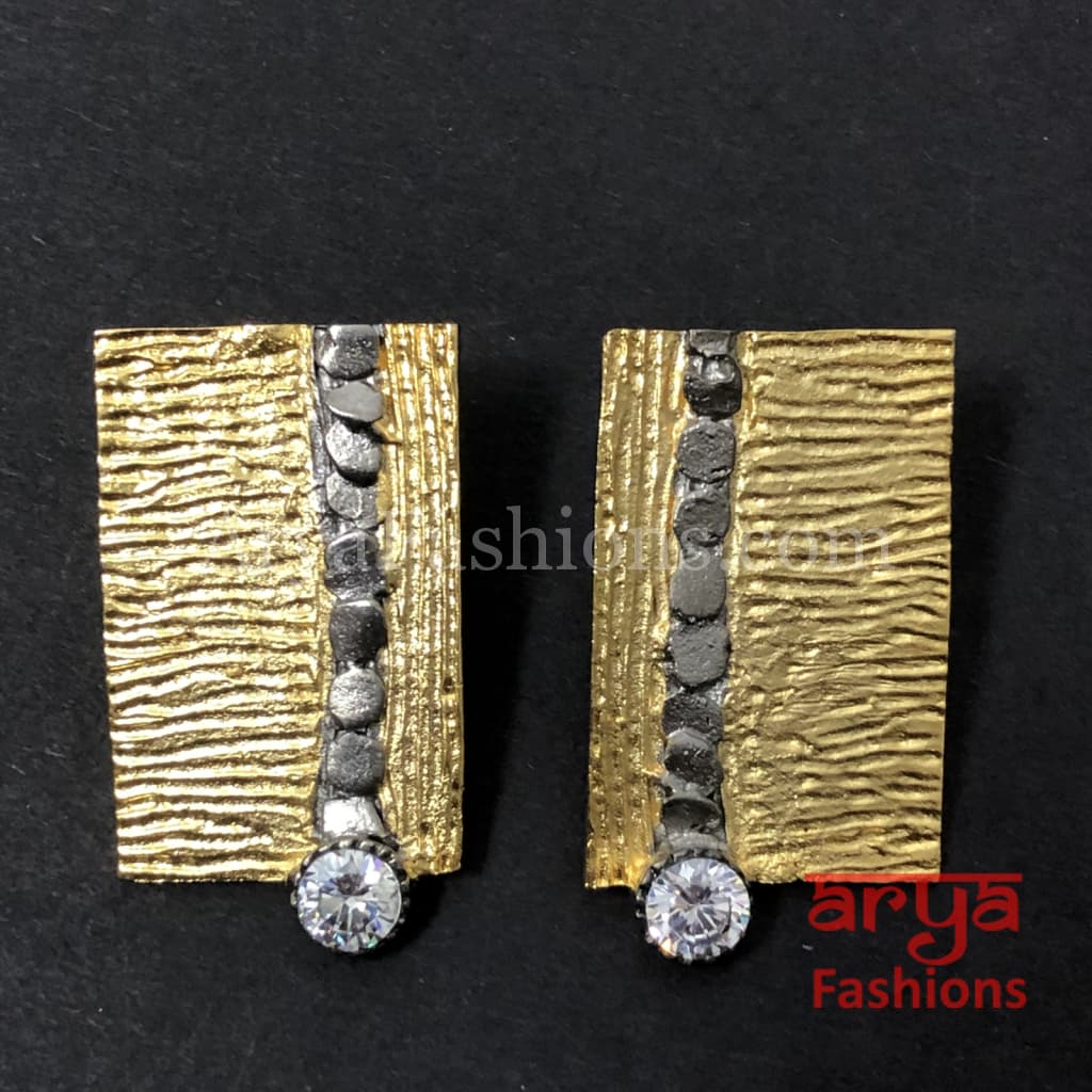 Ivanka Golden Fusion Earrings/Gold Plated Geometric Chipped style Earrings