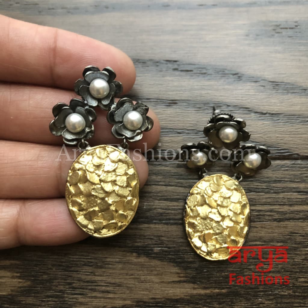 Ivanka Golden Mother of Pearl Stud Earrings/Fusion Indo Western Earrings