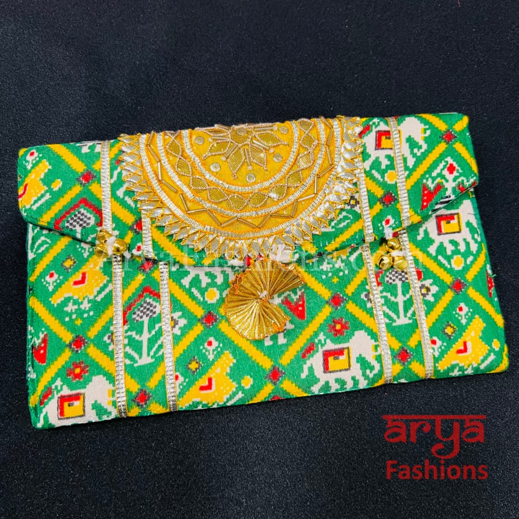 Jaipuri Bandhani Clutch Bag/ Designer Embroidered Purse