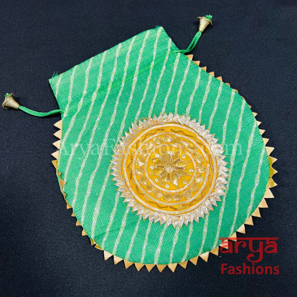 Jaipuri Leheriya Potli Bag/ Designer Embroidered