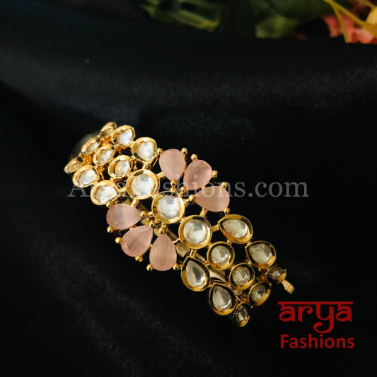 Jinisha Pink Jadau Kundan Bracelet / Rajwadi