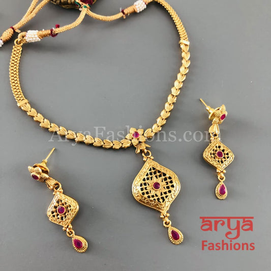 Jiya Gold Necklace with Meenakari
