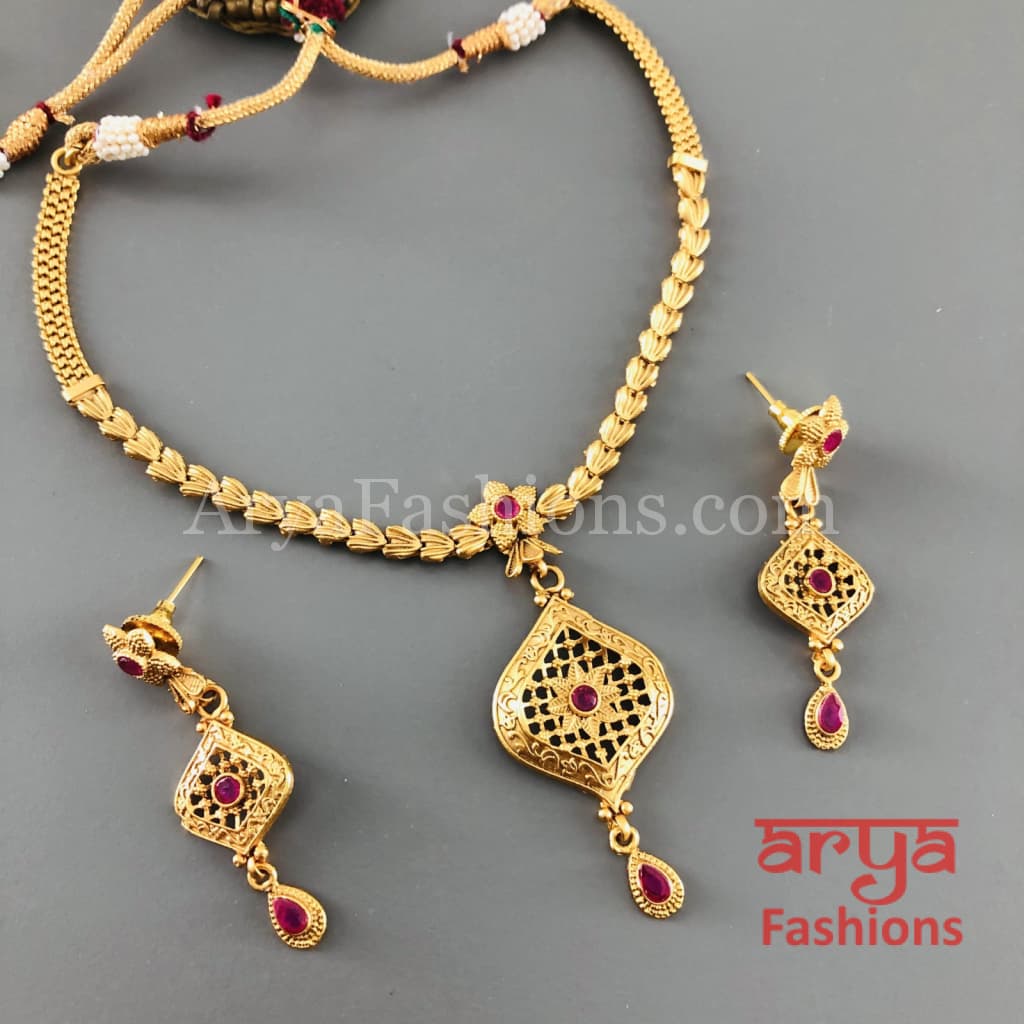 Jiya Gold Necklace with Meenakari