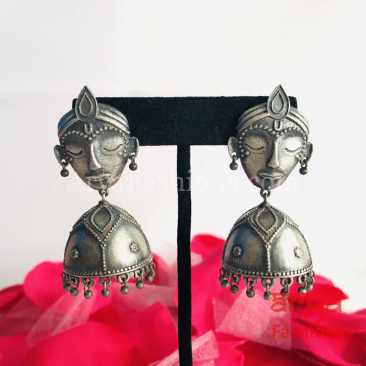 Jiya Lady Tribal Jhumkas/German Silver Jhumka/Oxidized Jhumka Ethnic Earrings