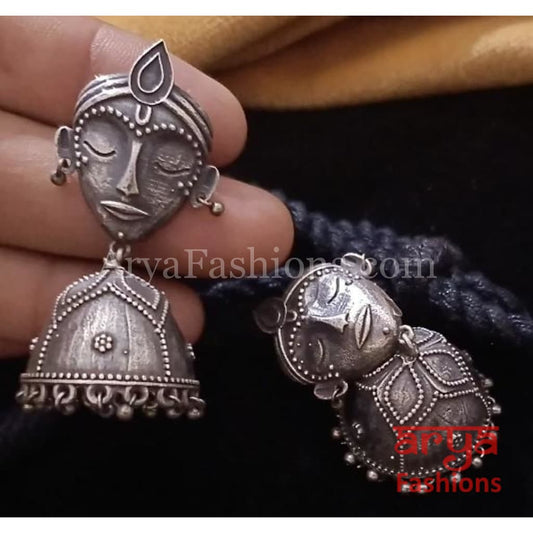 Jiya Lady Tribal Jhumkas/German Silver Jhumka/Oxidized Jhumka Ethnic Earrings