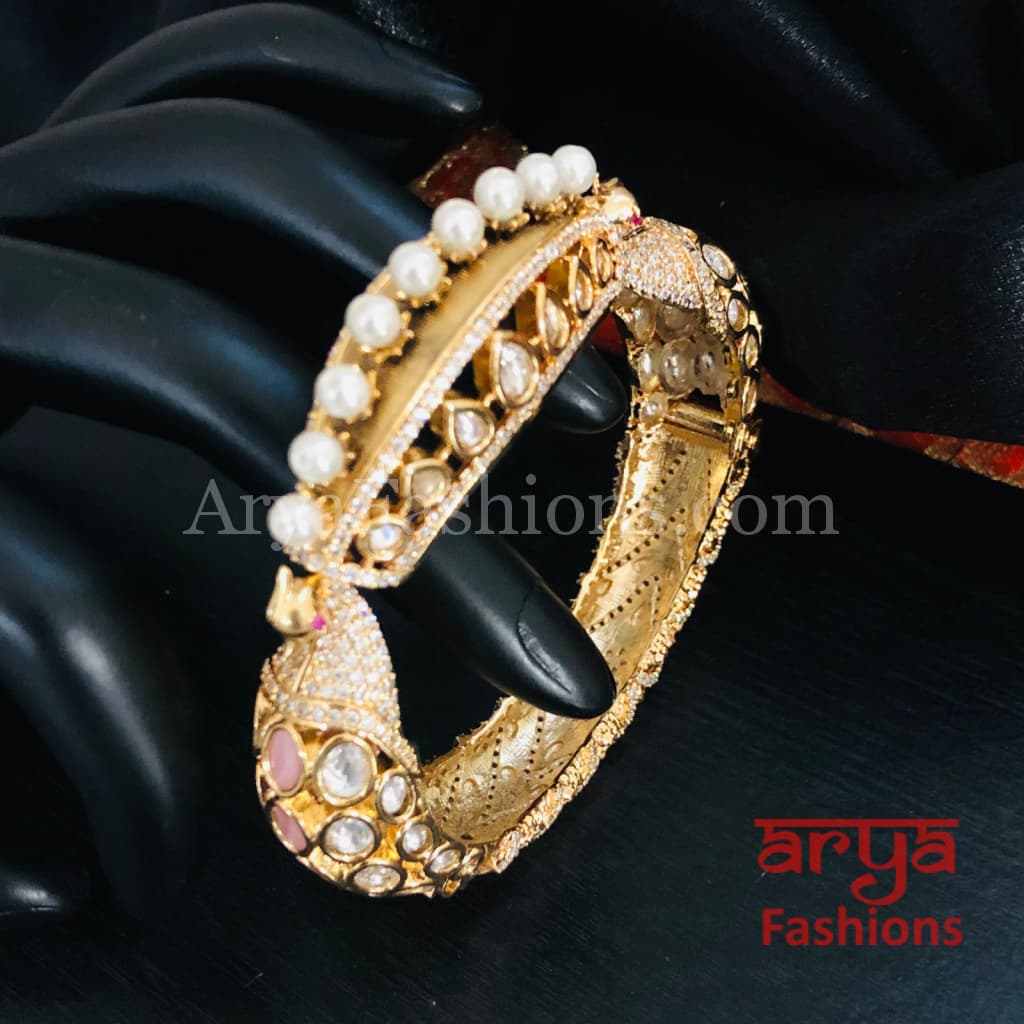 Jodha CZ Kundan Jadau Openable Bracelet/ Jaipuri Rajwadi Designer Bracelet