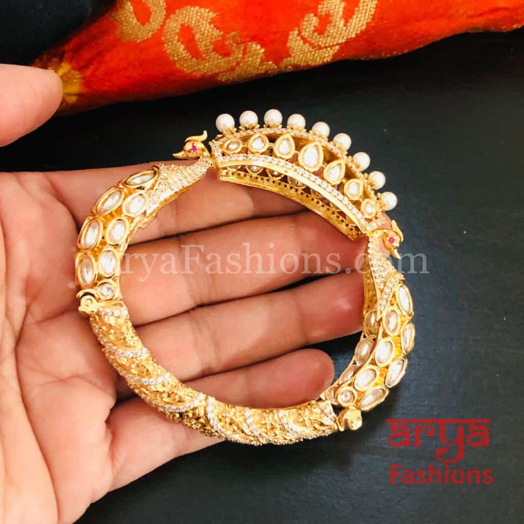 Jodha CZ Kundan Jadau Openable Bracelet/ Jaipuri Rajwadi Designer Bracelet