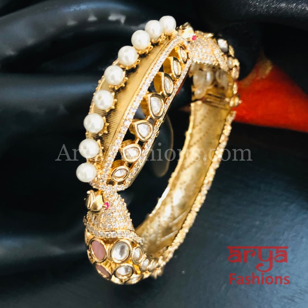 Jodha CZ Kundan Jadau Openable Bracelet/ Jaipuri Rajwadi Designer Bracelet