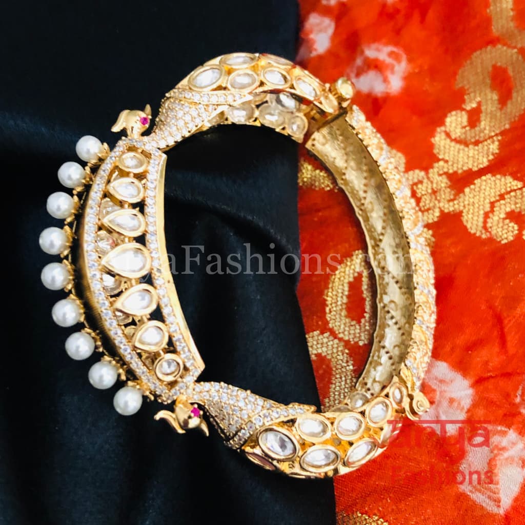 Jodha CZ Kundan Jadau Openable Bracelet/ Jaipuri Rajwadi Designer Bracelet