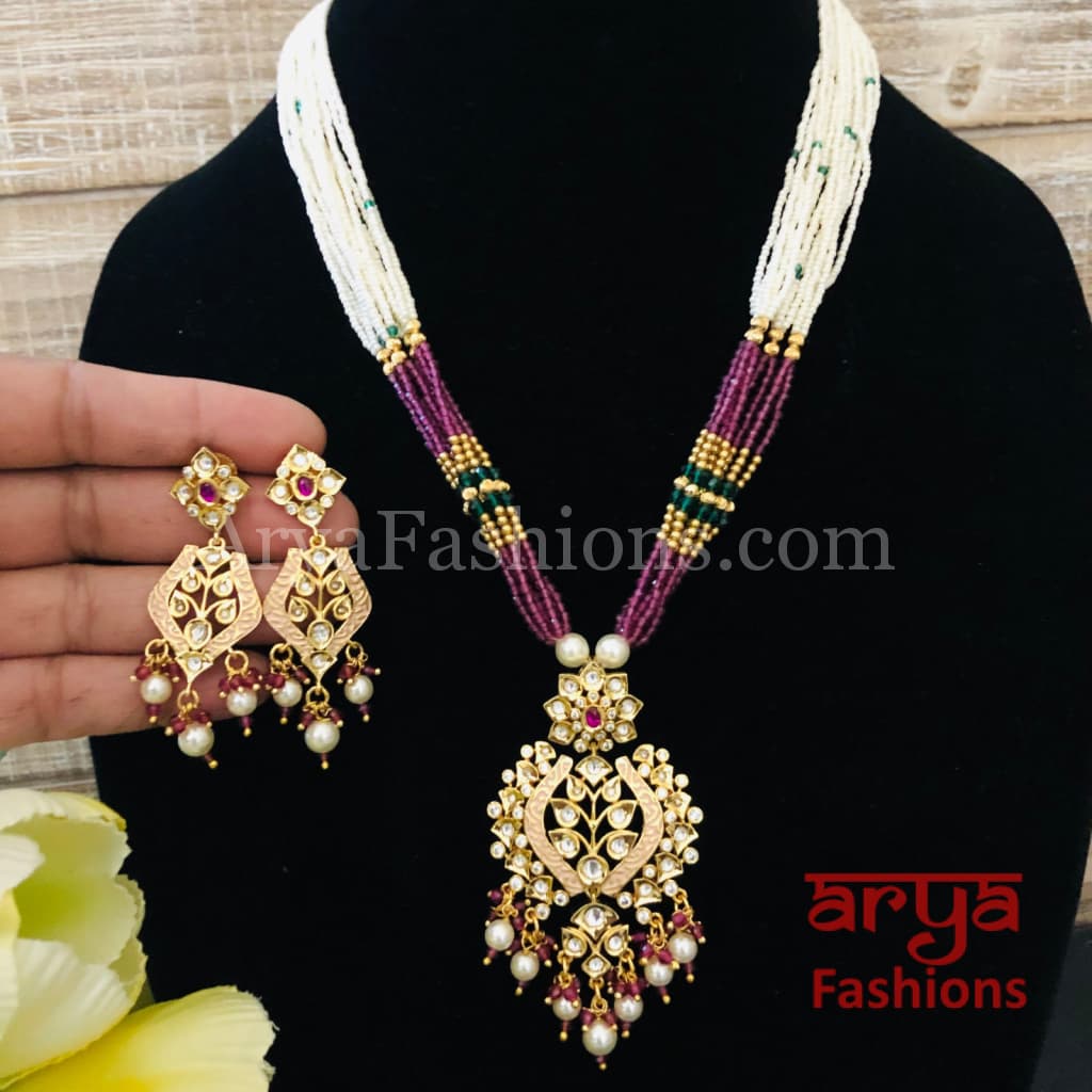 Kashi Long Kundan Beads Necklace/Handmade Necklace