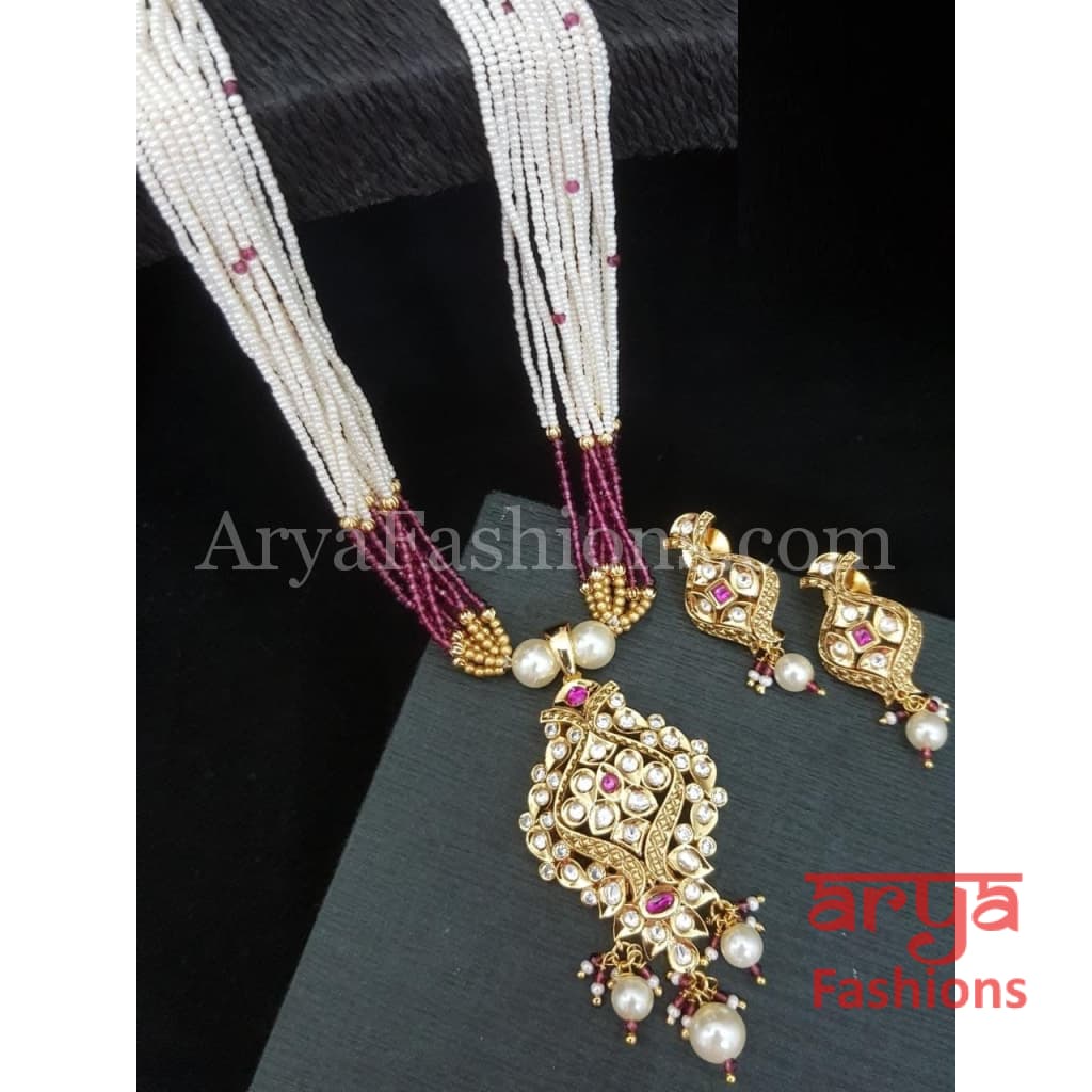 Kashi Long Kundan Beads Necklace/Handmade Necklace