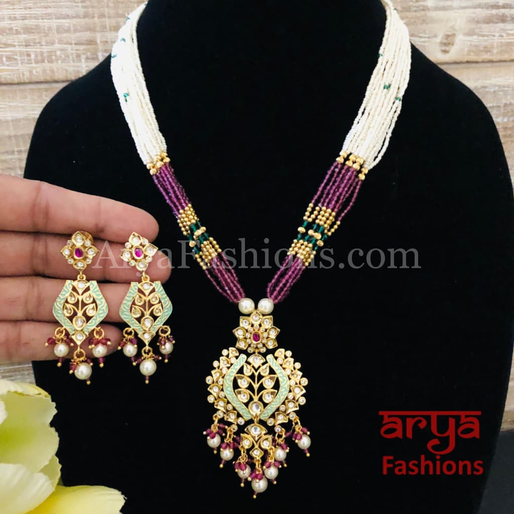 Kashi Long Kundan Beads Necklace/Handmade Necklace