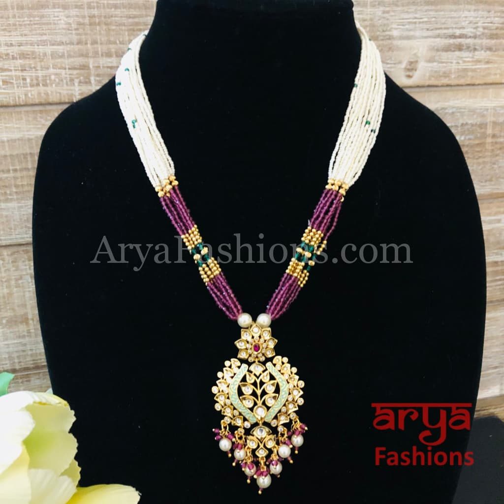 Kashi Long Kundan Beads Necklace/Handmade Necklace