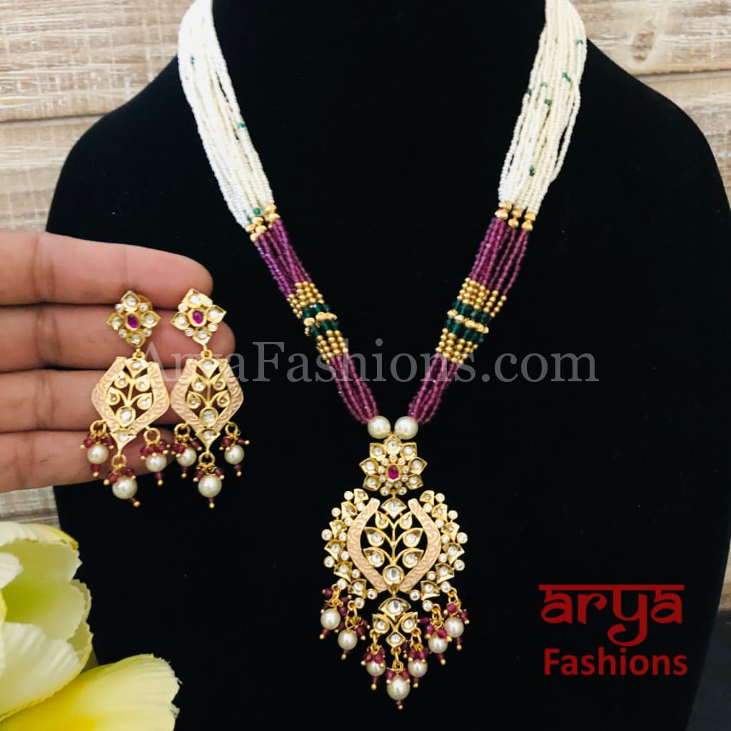 Kashi Long Kundan Beads Necklace/Handmade Necklace