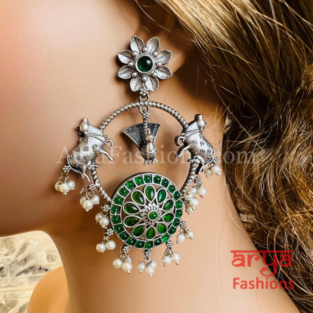Khushi Ethnic Oxidized Chandbali Earrings