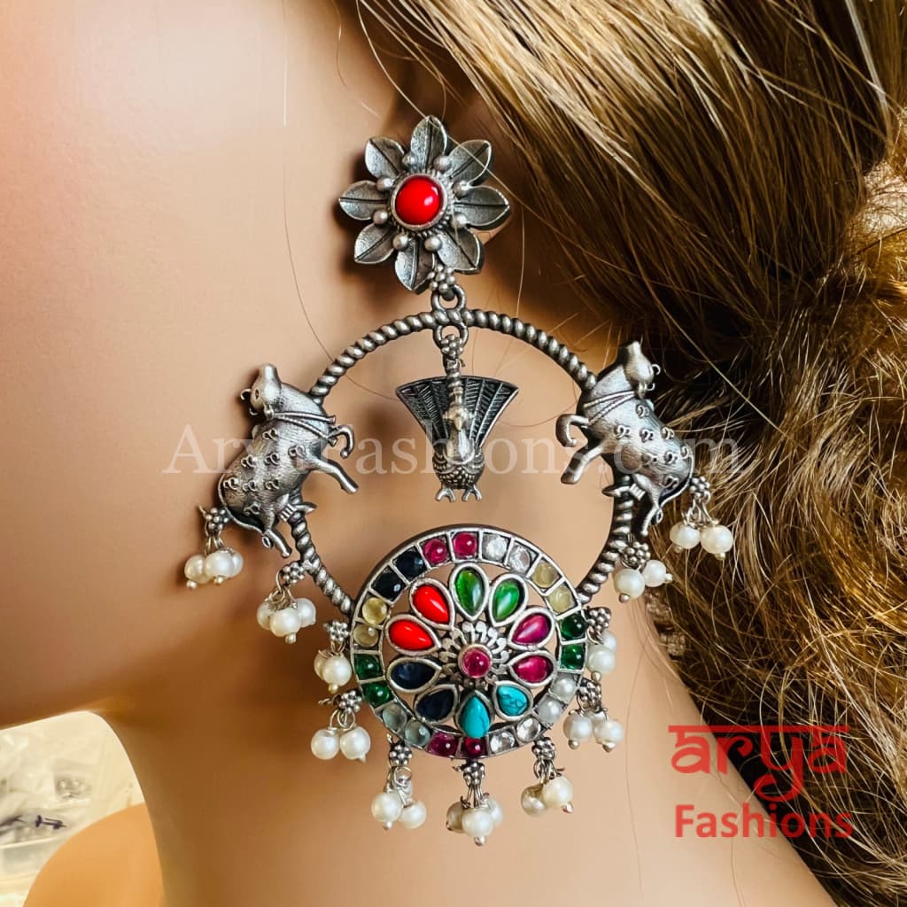 Khushi Ethnic Oxidized Chandbali Earrings