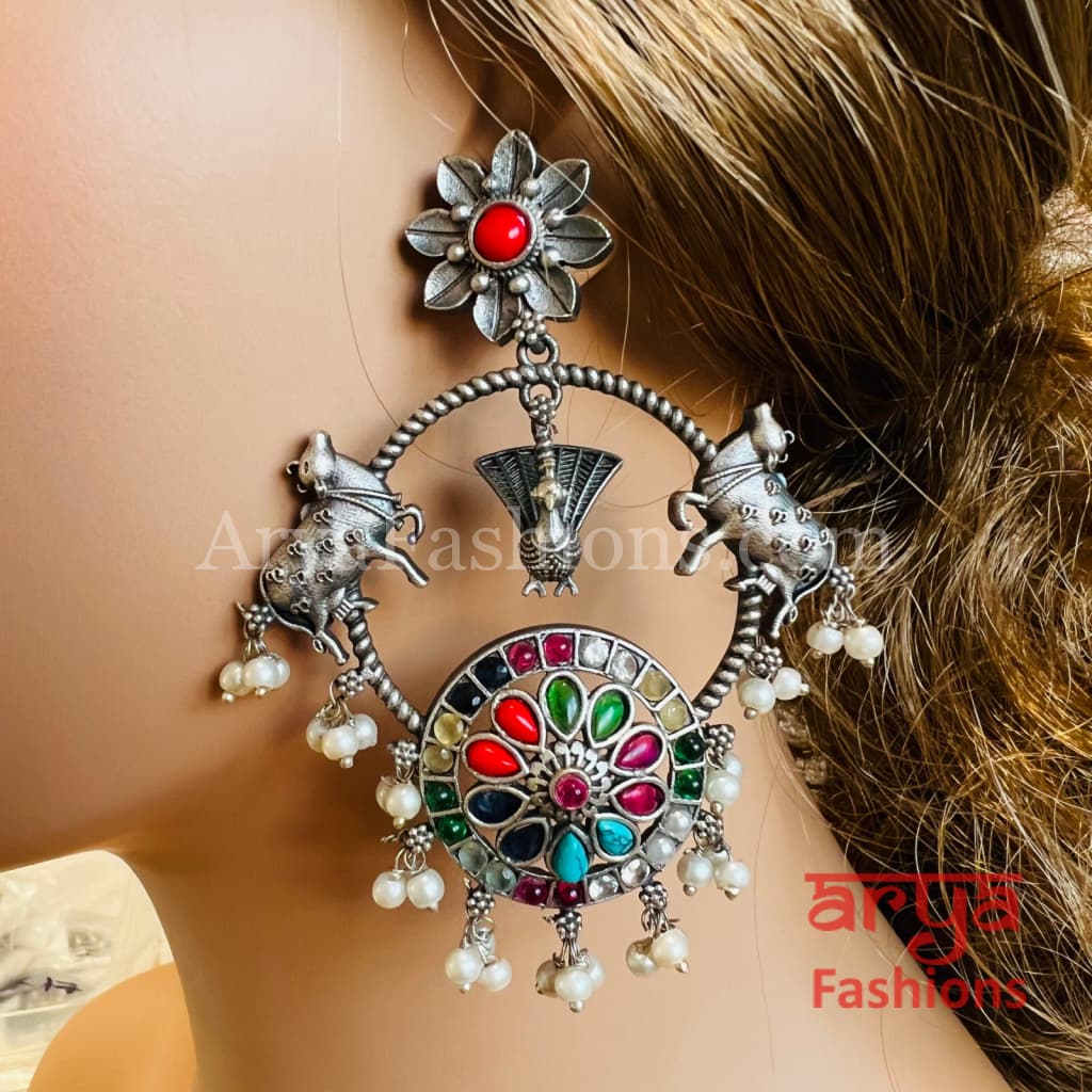 Khushi Ethnic Oxidized Chandbali Earrings
