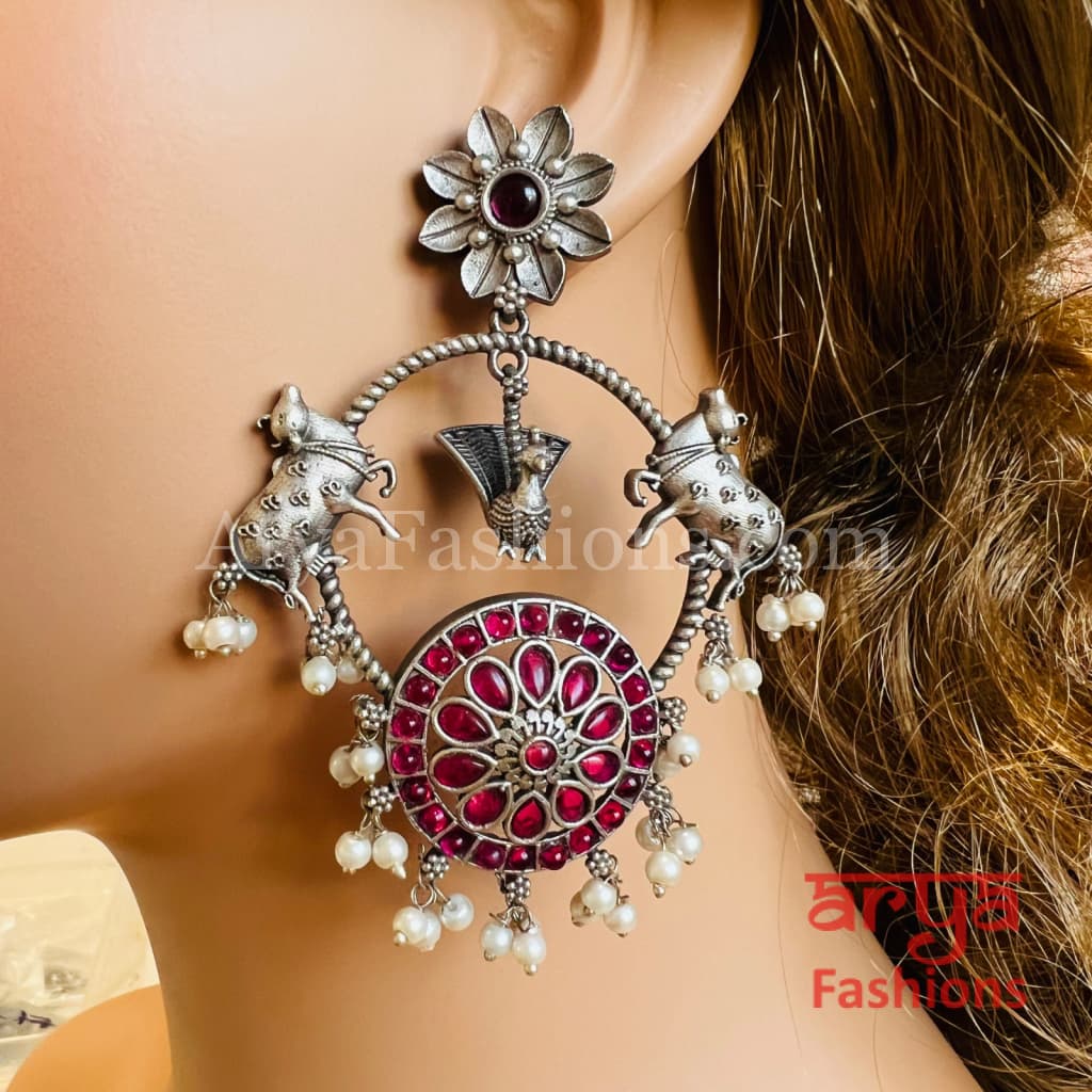 Khushi Ethnic Oxidized Chandbali Earrings