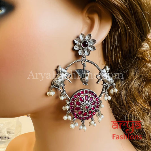 Khushi Ethnic Oxidized Chandbali Earrings