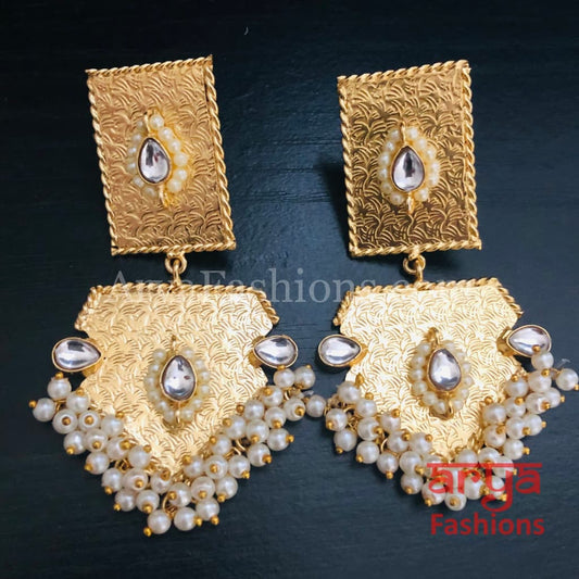 Kiara Matte Gold Designer Chandbali Earrings