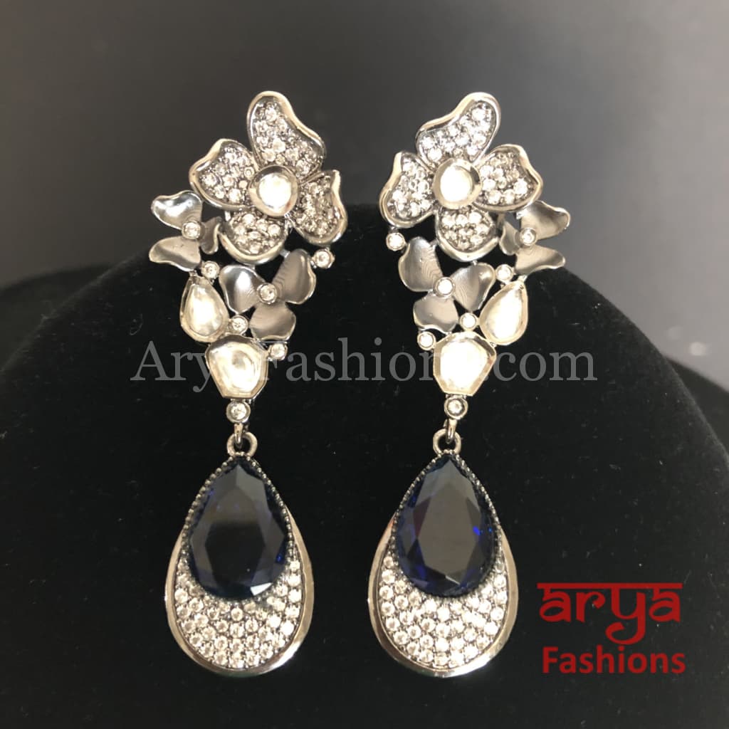 Kiara Victorian Cubic Zirconia Earrings with colored stones