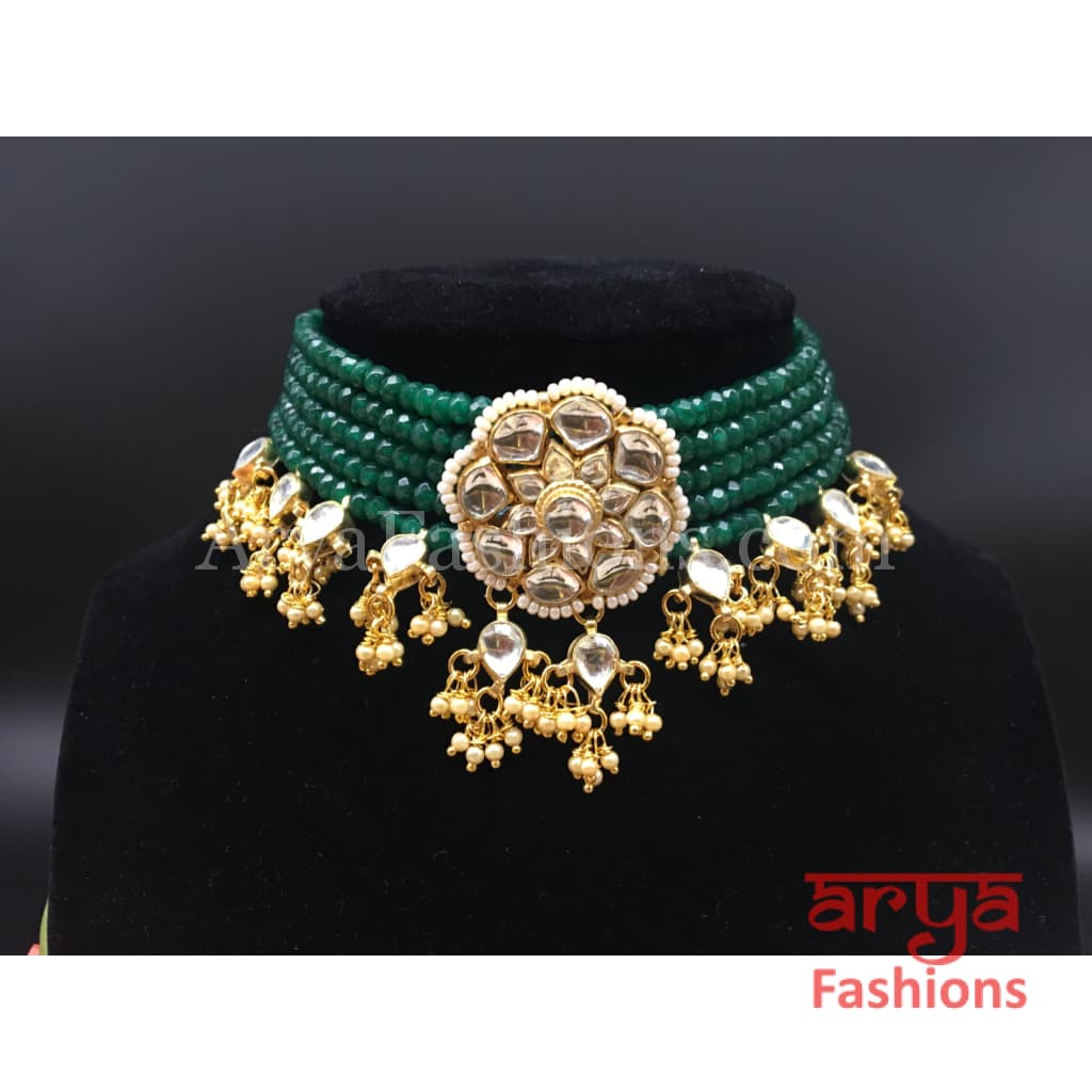Kundan Choker with Emerald beads