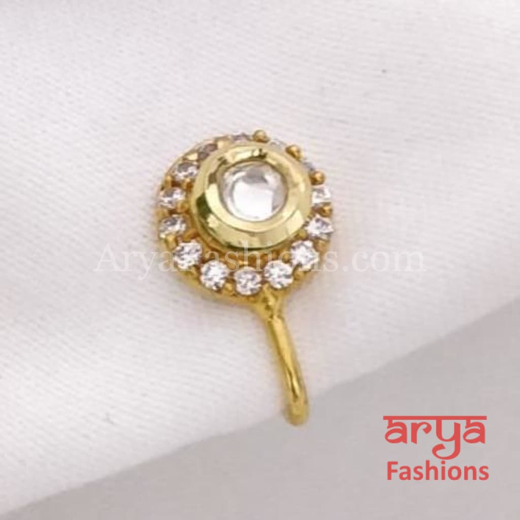 Kundan CZ non piercing nose ring Nosepin/Bridal Nosering/Indian Wedding