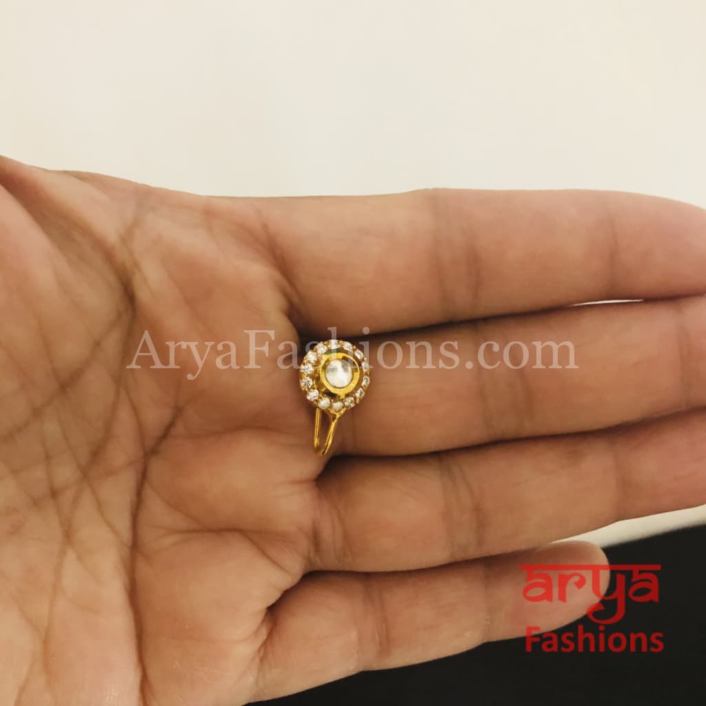 Kundan CZ non piercing nose ring Nosepin/Bridal Nosering/Indian Wedding