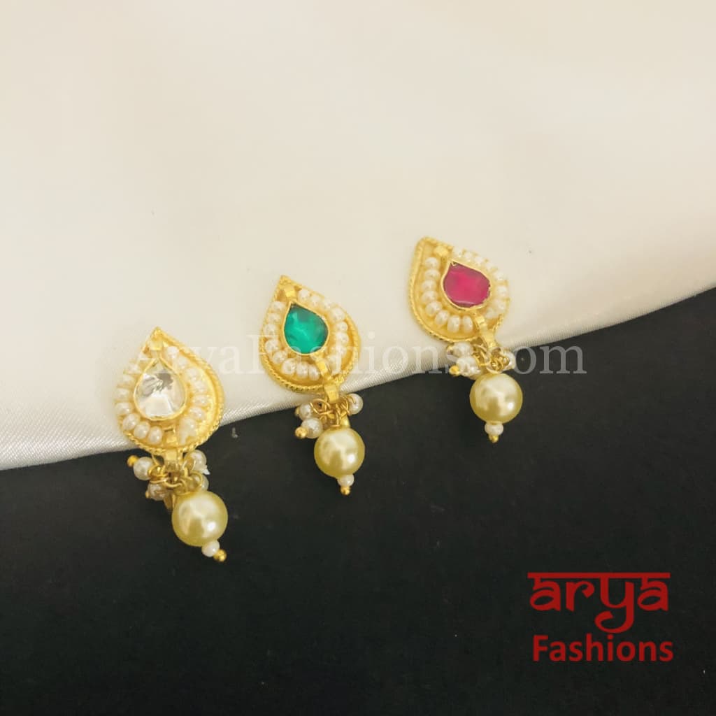 Kundan CZ non piercing nose ring/Kundan Bridal Nosepin