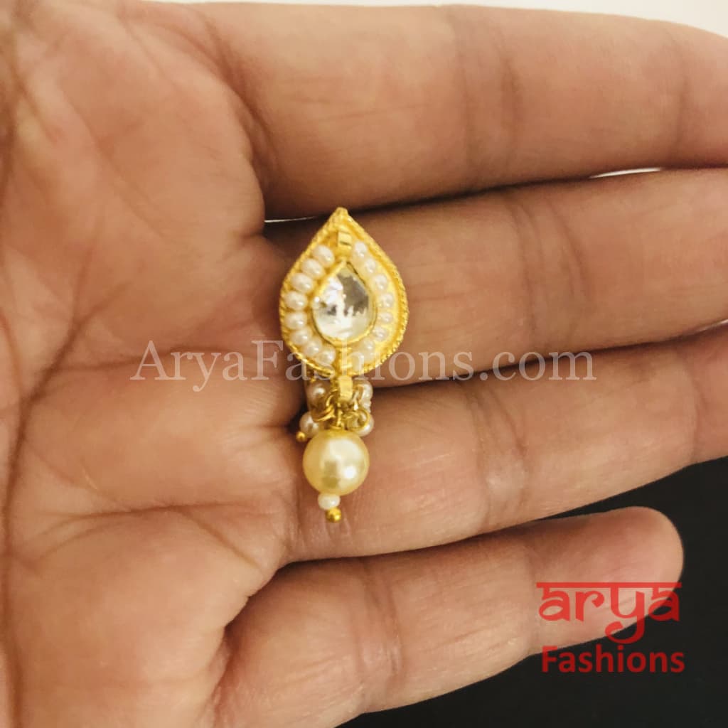 Kundan CZ non piercing nose ring/Kundan Bridal Nosepin