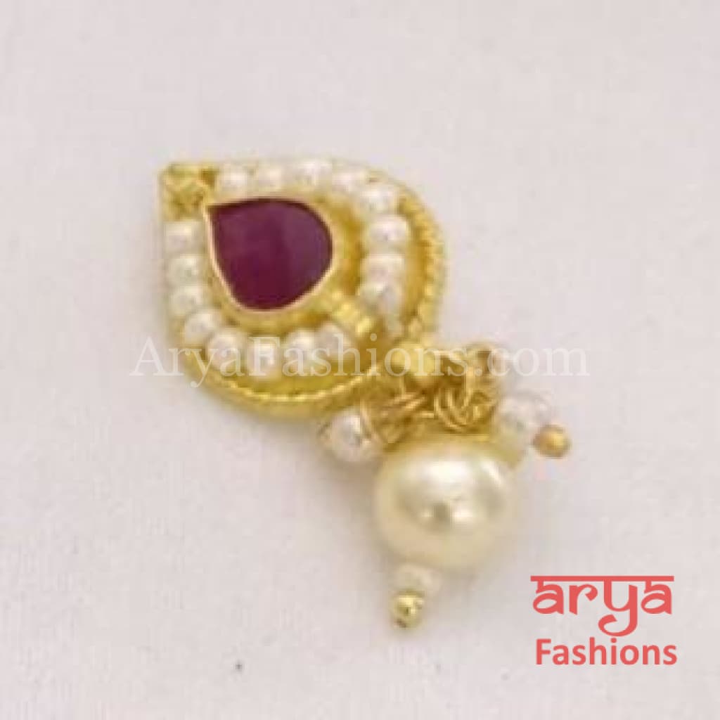 Kundan CZ non piercing nose ring/Kundan Bridal Nosepin