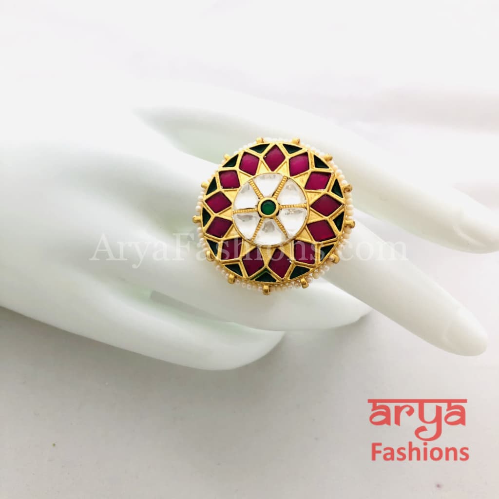 Kundan Jadau Ring/ Rajwadi Statement Ring