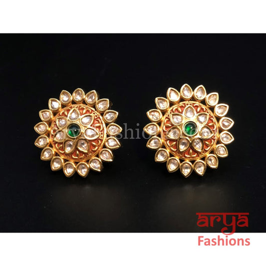 Kundan CZ Meenakari Star Shape Studs